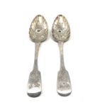 Pair of antique georgian silver berry spoons weight 120g
