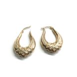 Large 9ct gold oval hoop earrings (3.8g)