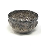 Small indian embossed scottish silver bowl measures approx 8cm dia weight 54g