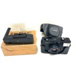 Vintage konica c35 efp camera and case with nikon md-e motordrive