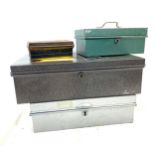 4 lockable metal tins, various sizes (only one has key)