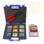 Metal drill box with electrical case with cutters and fixings