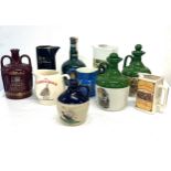 Selection of 10 advertising Whiskey jugs, no contents