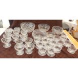 Large selection of glassware to include sets of dessert bowls, decanter etc