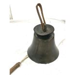 Leather handle vintage school bell, actual bell measures approximately 7 inches