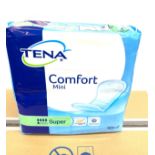 3 Boxes of Tena comfort super mini pads, 30 per pack, 6 packs in a box