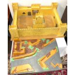 Vintage children's wooden fort / castle to include plastic vintage soldiers, horses carriages etc