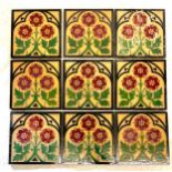 Large selection of c1869 Victorian Minton & Hollins Majolica tiles by A W N Pugin, reverse reads: