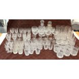 Large selection of cut glass to include sets of glasses decanters etc