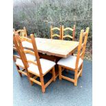 Rustic pine table and 6 chairs