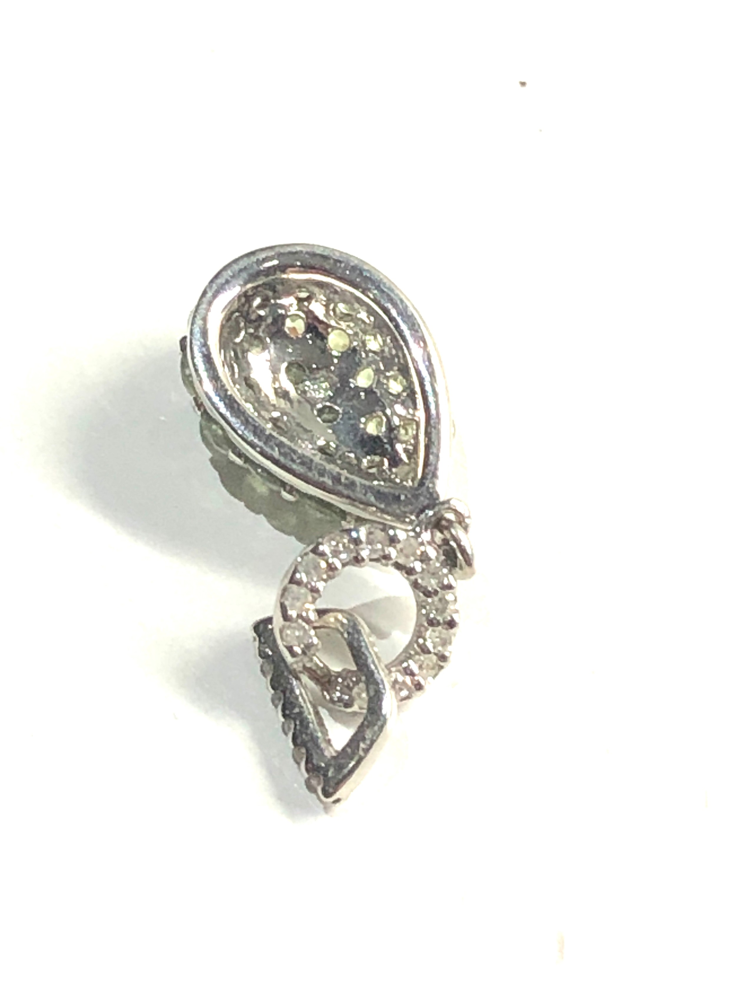 9ct white gold ambanja demantoid & diamond pendant 1.8g coa - Image 3 of 4