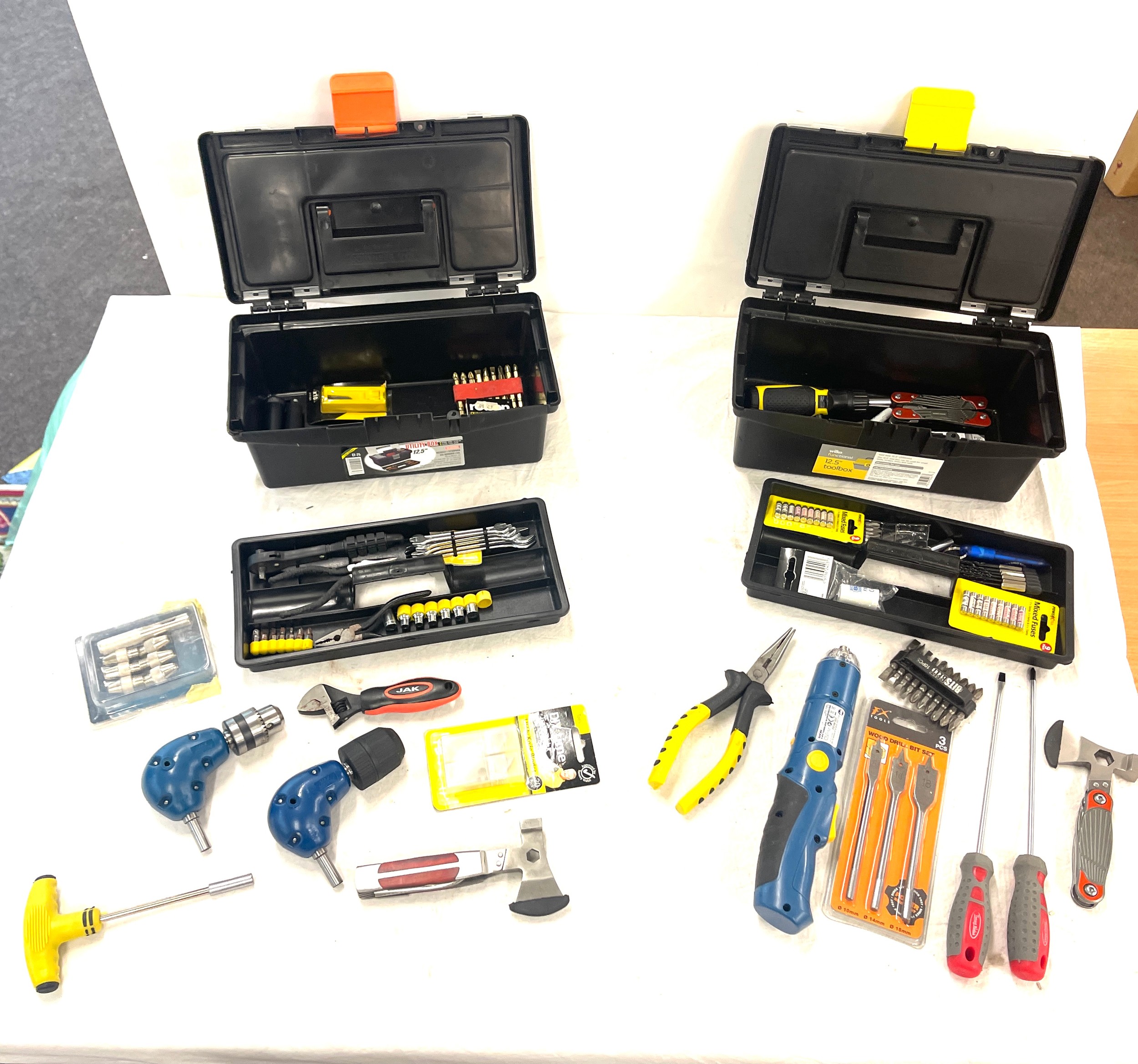 2 Plastic tool boxes with contents