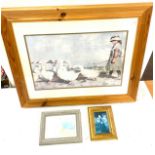 3 Framed pictures largest measures approx 31" wide by 25.5" tall