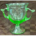 Vintage green glass loving cup, approximate measurements: Height 5 inches