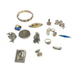 Selection of items to include silver bangle, photo frame, brooches etc