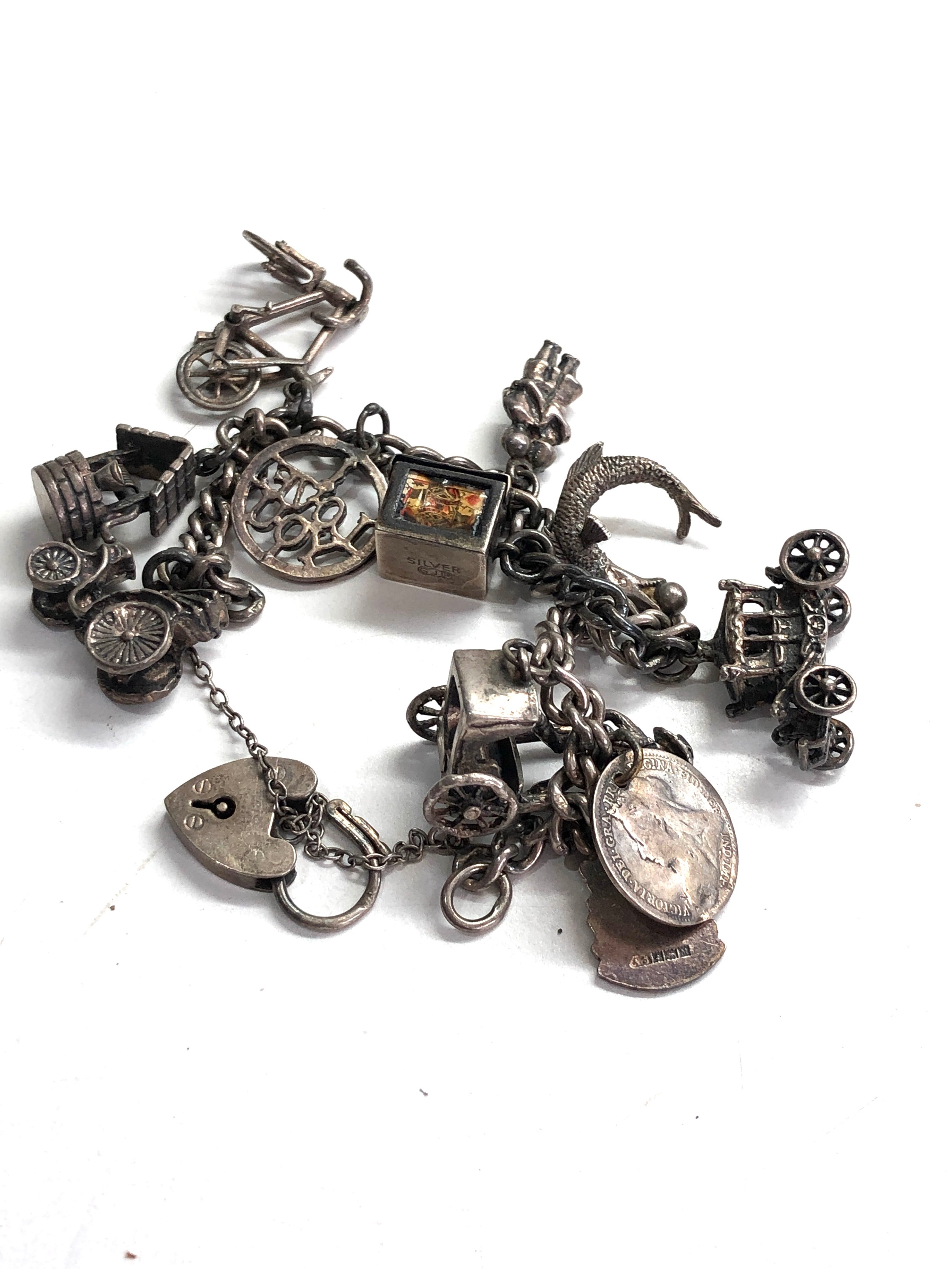 Silver charm bracelet 38g