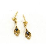 9ct gold Sapphire and Diamond ladies earrings