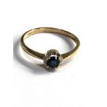 9ct gold diamond & sapphire ring weight 1.8g missing diamond