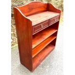 2 Draw mahogany low bookcase measures approx 44" tall 33.5" wide 13" depth