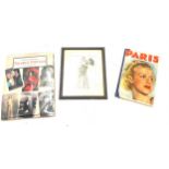 Vintage photo in frame and a vintage Paris book etc