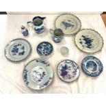 Selection antique and later blue and white pottery