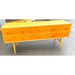 Retro Oak 6 draw sideboard on legs measures approx 29" tall 66" wide 18" depth