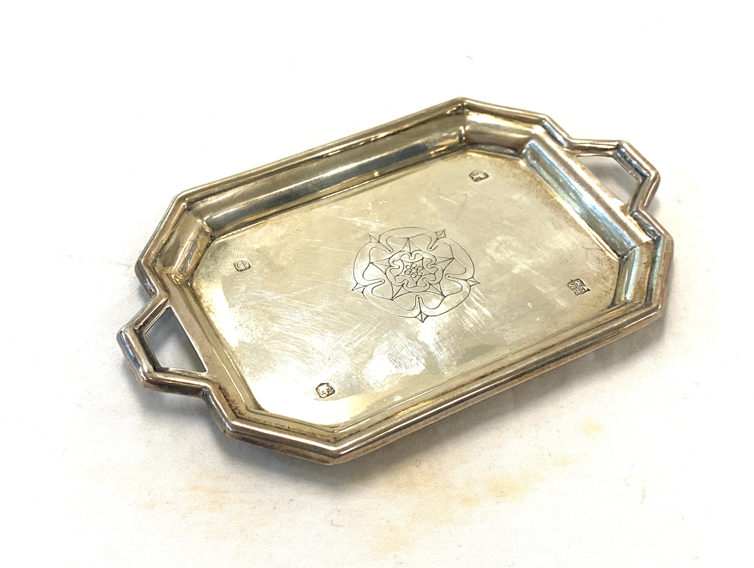 Hallmarked silver pin tray, approximate weight 51.2g, approximate size 7.5cm by 12.5cm