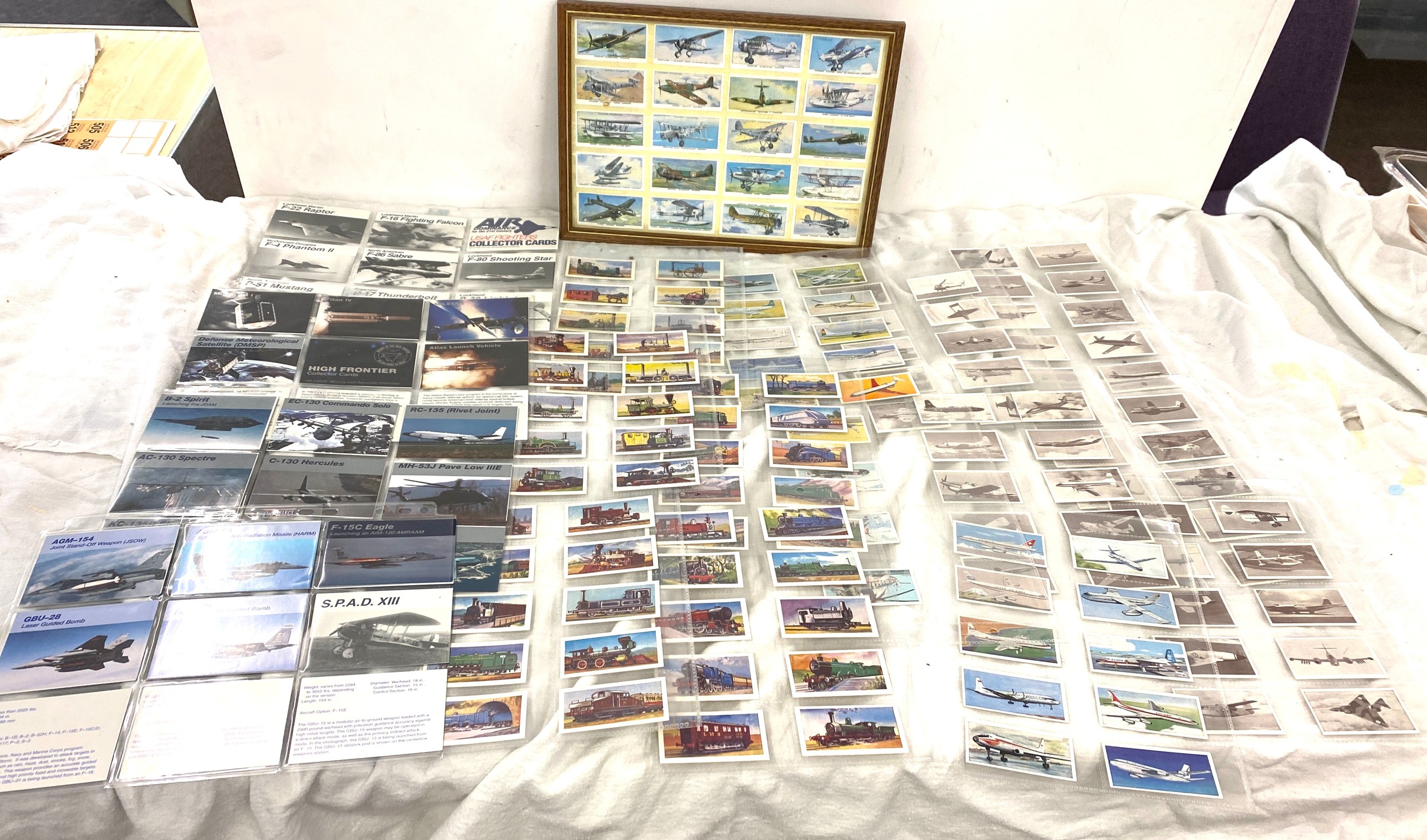 Large selection of plane, trains, cigarette cards - part sets, to include Junior service cigarettes,