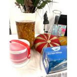 Assortment of items to include microwave pressure cooker, vases, kettle, iron etc