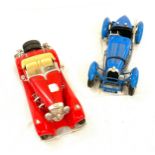 2 Burago cars 1936 Mercedes Benz 500K Roadster - Red Mint, bagatti type 59 1934 scala 1/18