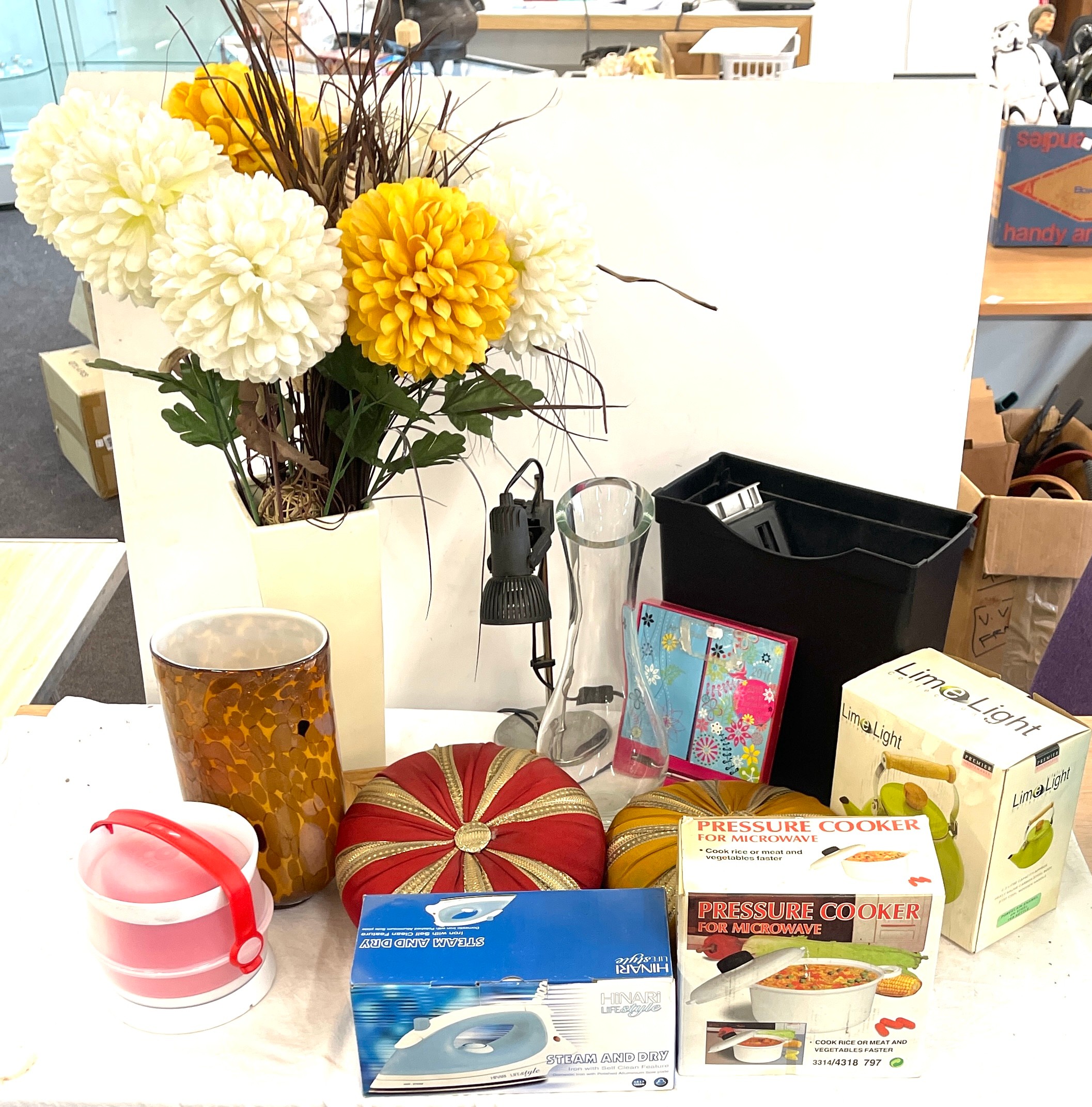 Assortment of items to include microwave pressure cooker, vases, kettle, iron etc - Image 5 of 5