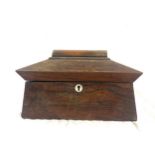 Antique Rosewood tea caddy, missing contents, Approximate height 9 inches by 13 inches by 7.5 inches