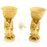 Pair Resin Buddha goblets, marked F159 c1983 LEDWARD