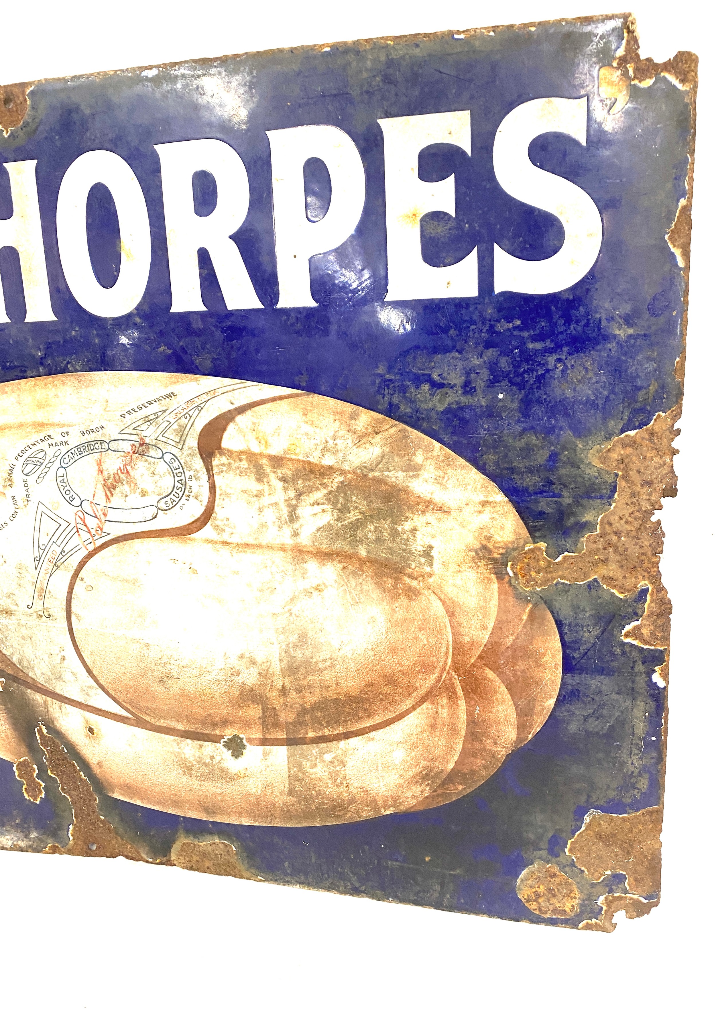 Vintage Palethorpes Royal Cambridge sausage advertising metal sign measures approx 24" tall 36" - Image 2 of 3
