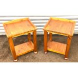 2 Pine lamp tables measure approx 20" tall 13" depth 15" wide and 1 other