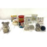 Selection vintage pot and metal money boxes to include Royal Worcester, Royal Doulton, Mickey