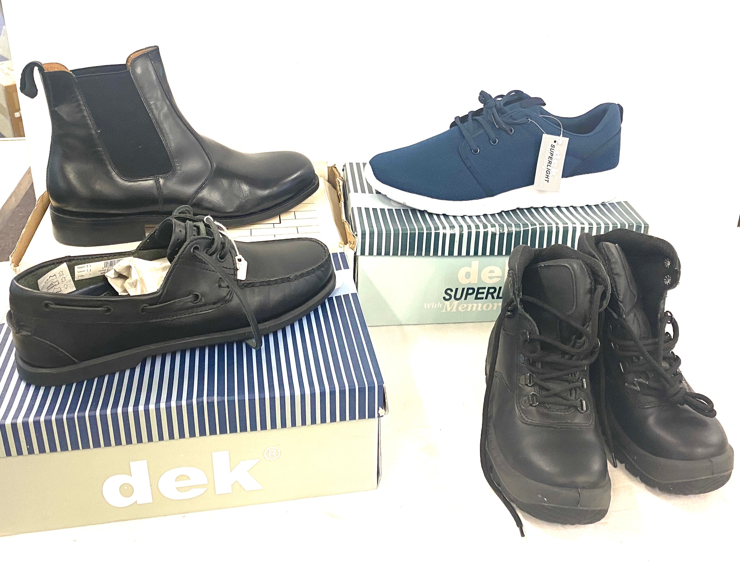 Pair of 4 boxed mens shoes assorted sizes and colours