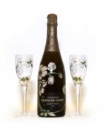 Perrier-Jouët, Belle Epoque, Epernay, 1975, one bottle together with two champagne flutes