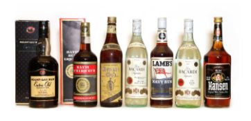 Assorted Rum: Havana Club, Extra Aged Dry Rum, Aged 7 Years, 1 bottle and 6 various others