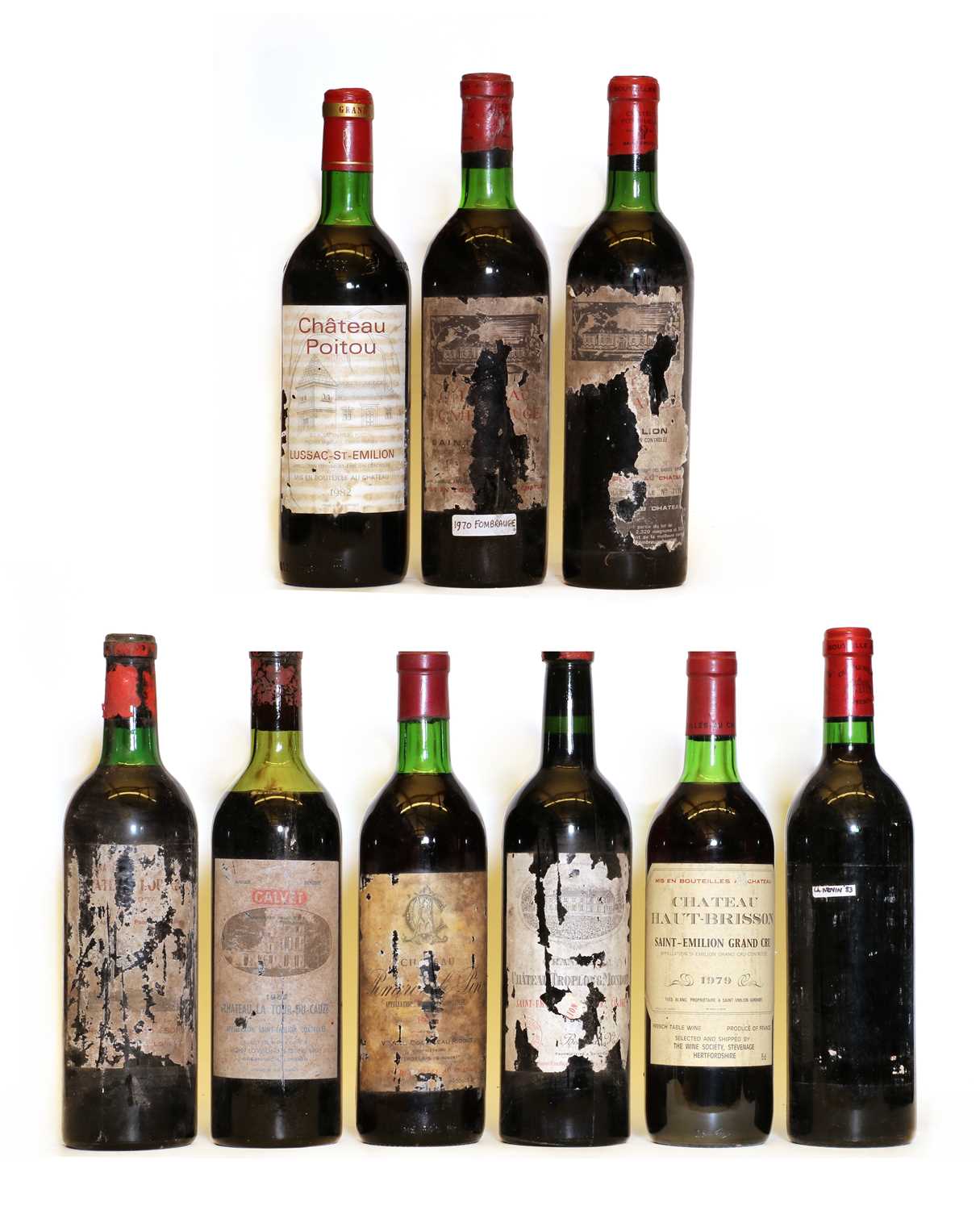 Assorted Red Bordeaux: Chateau Bourgneuf, Pomerol, 1982, one bottle and eight various others