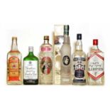 Assorted Spirits: Gilbeys, London Dry Gin, 1980s bottling and five various others