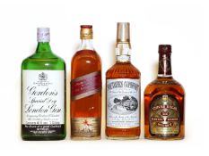 Assorted Spirits: Johnnie Walker, Red Label, Old Scotch Whisky, 1970s bottling and 3 various others