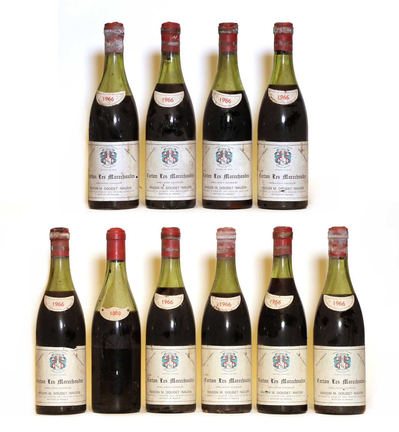 Corton, 1er Cru, Les Marechaudes, Domaine Doudet Naudin, 1966, ten bottles