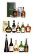 Assorted Port and Spirits: The Famous Grouse, Finest Scotch Whisky, one bottle and 11 various