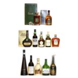 Assorted Port and Spirits: The Famous Grouse, Finest Scotch Whisky, one bottle and 11 various