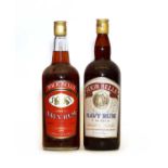 Four Bells, Finest Old Navy Rum, 1970s bottling, 1 litre, one bottle and one 1980s bottling