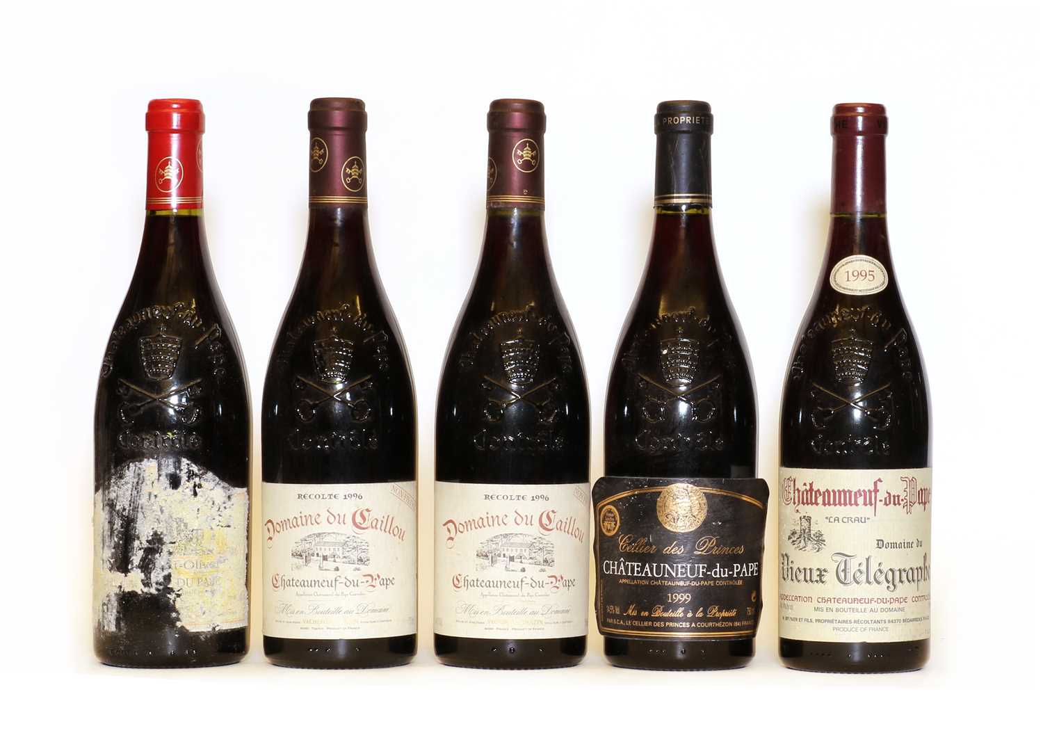 Assorted Chateauneuf-du-Pape: Domaine du Caillou, 1996, two bottles and three various others