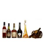 Assorted Cognac: Courvoisier, VSOP Liqueur Cognac, 1970s bottling, one bottle and 5 various others