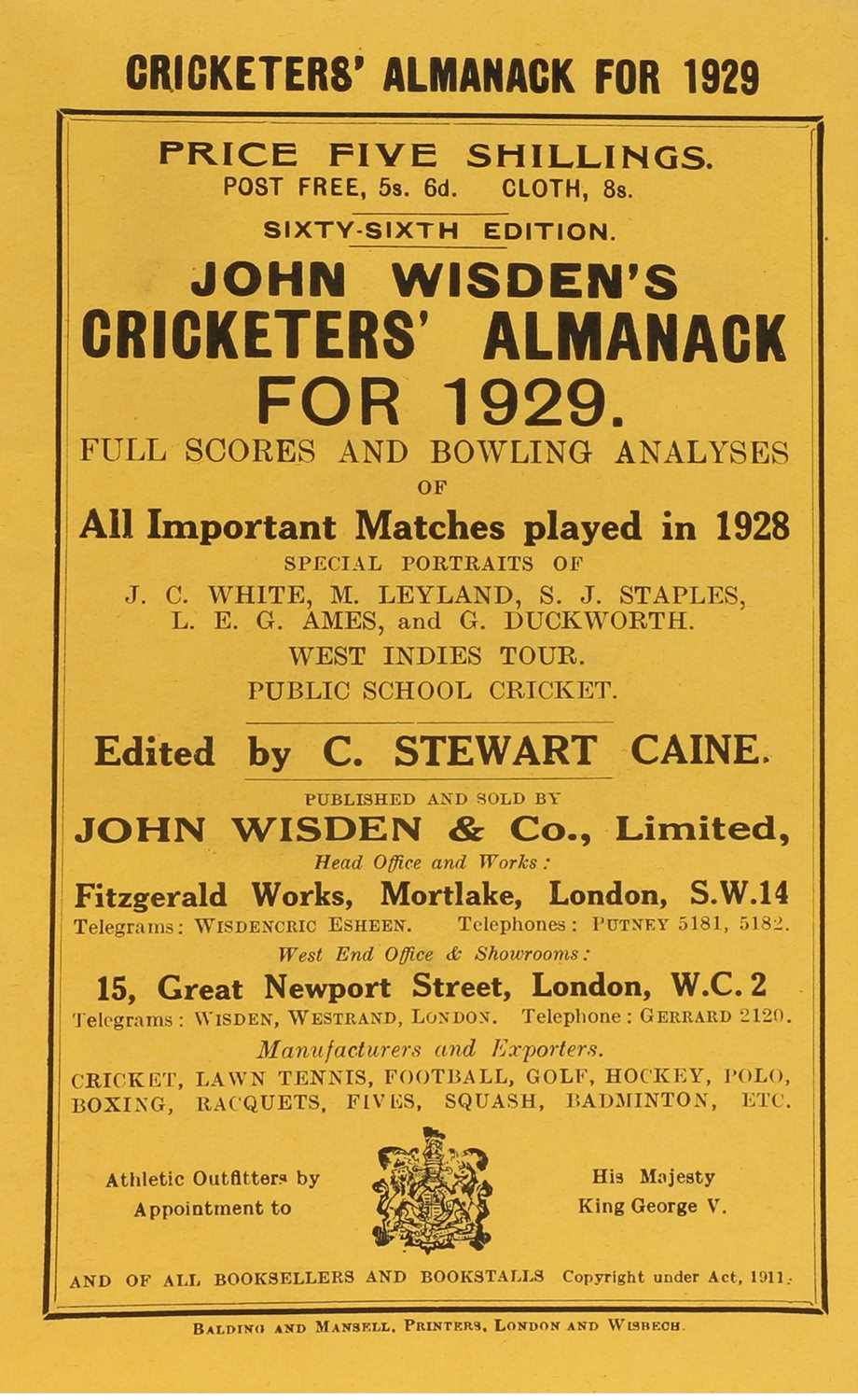 WISDEN Cricketers' Almanack: 1929 - Image 2 of 2