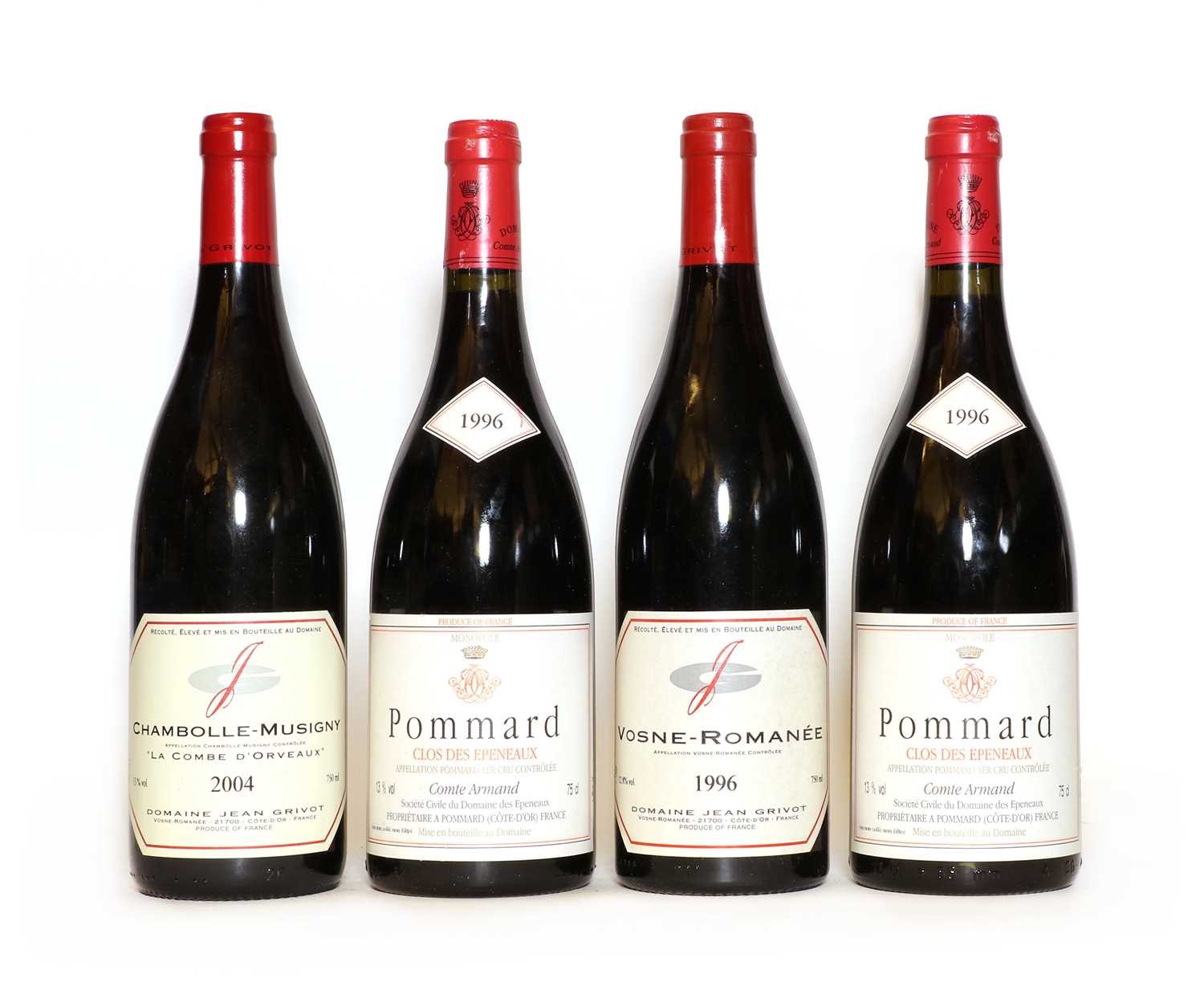 Assorted Burgundy red wines: Pommard, Clos des Epeneaux, 1996 (2) and two various others